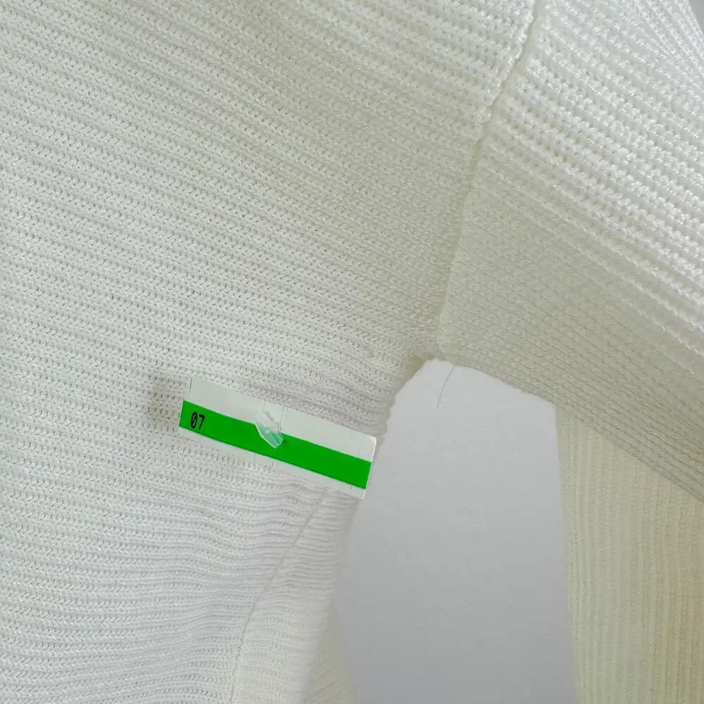 1 State V Neck Ribbed Knit Balloon Sleeve Pullover Sweater White Cream Large NWT - Picture 11 of 12
